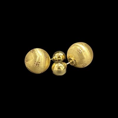 Boucles D'Oreilles Double Boule Lisse Satinée 19 mm