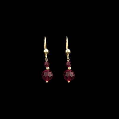 Boucles d'Oreilles Dormeuse Grenat Boule En Chute