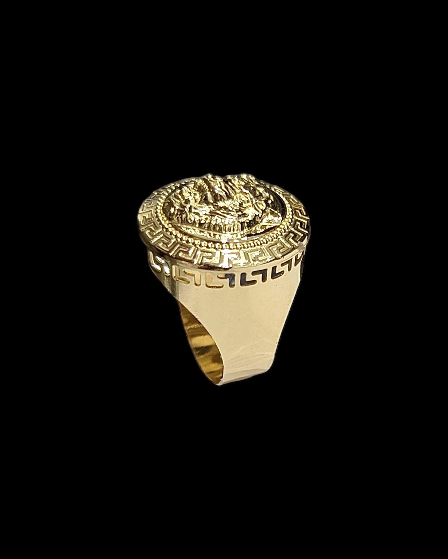 Chevalière Ronde Contour Grec Lion 3D – Image 2