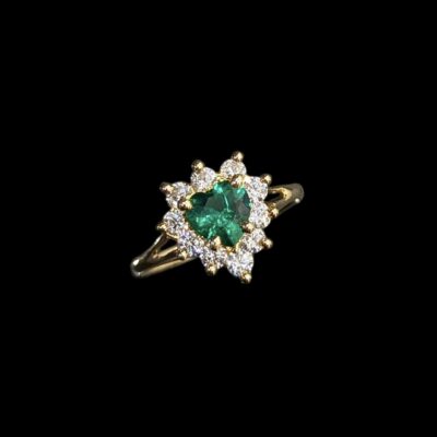 Bague Coeur Pierre Verte