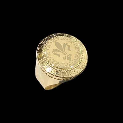 Chevalière Ronde Contour Grec Lys