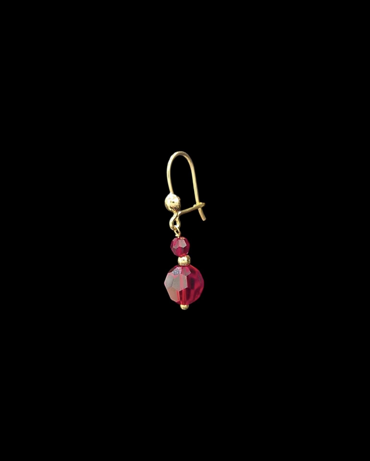 Boucles d'Oreilles Dormeuse Grenat Boule En Chute – Image 2