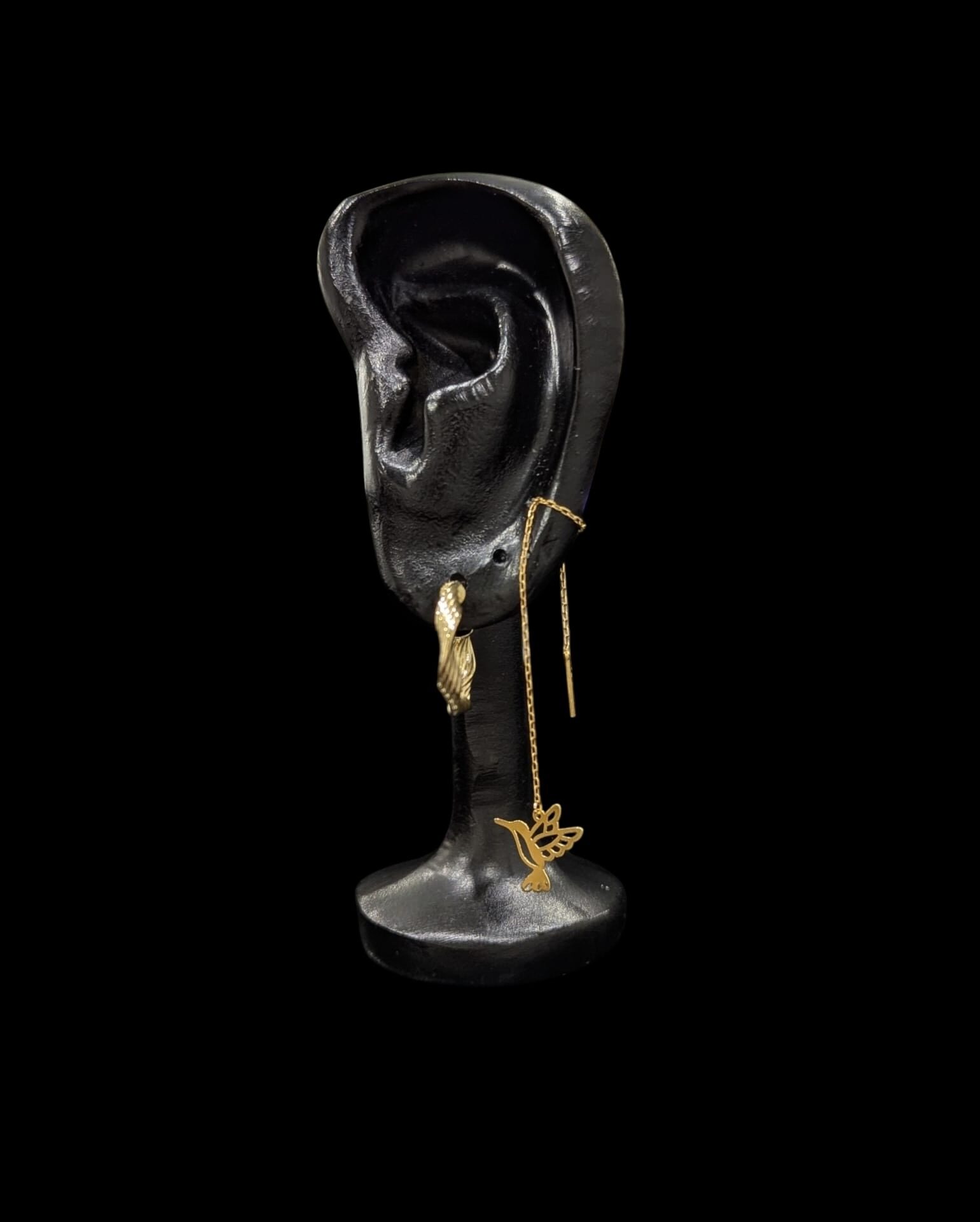 Boucles D'Oreilles Chainette Colibri évidé – Image 2