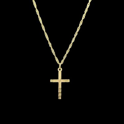 Ensemble Torsadée Croix Ciselée 60 cm