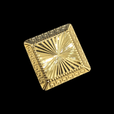 Chevalière Carrée Soleil Contour Grec