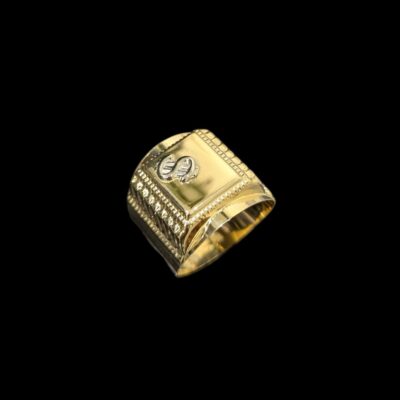 Chevalière Carrée Ailettes Avec Dollar