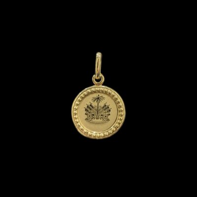 Pendentif Rond Gravure Blason Haïti Lisse