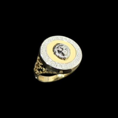 Chevalière Ronde 2 Ors avec Tête de Lion 3D