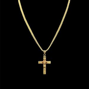 Ensemble Chaine Corde Tressée avec Pendentif Electroformé Croix