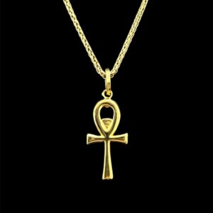 Ensemble croix ânkh maille palmier carré