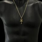 Ensemble croix ânkh maille palmier carré