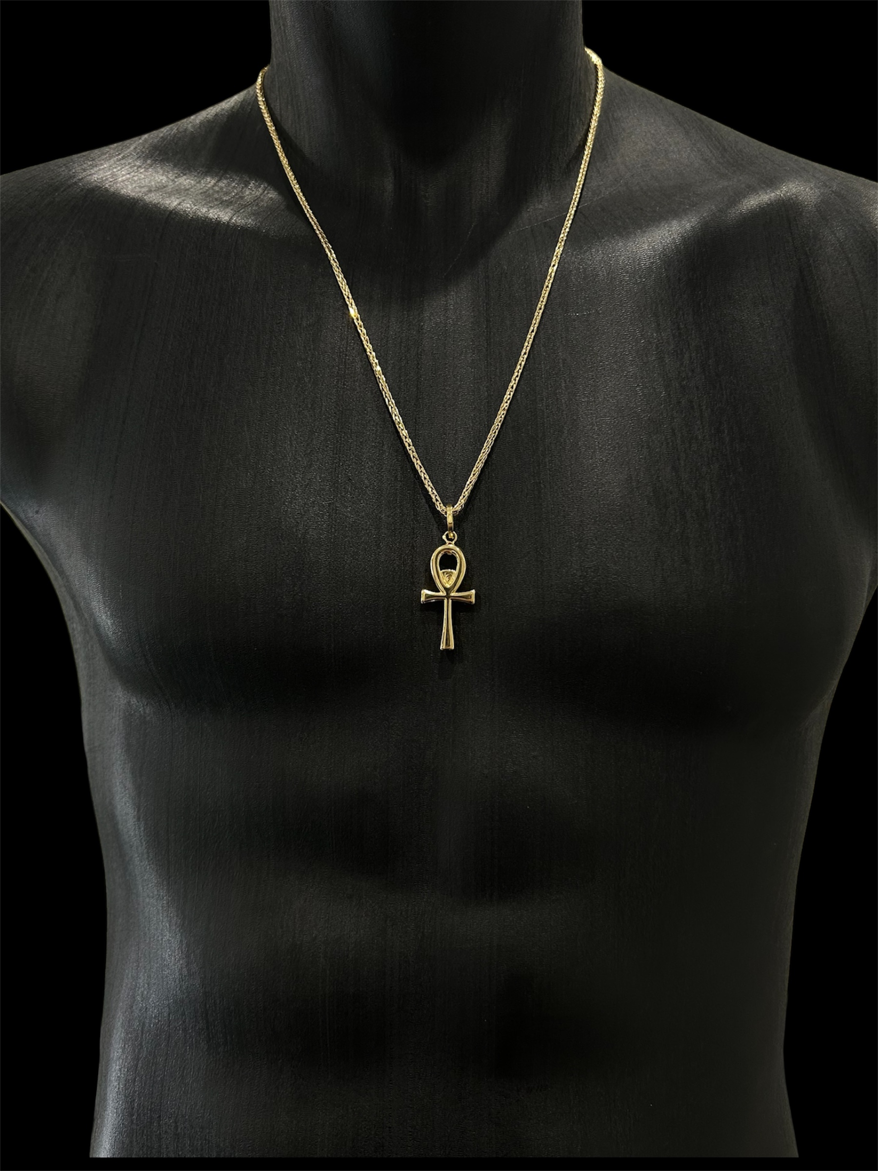 Ensemble croix ânkh maille palmier carré