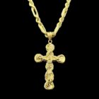 Ensemble pendentif croix torsadée maille corde alternée