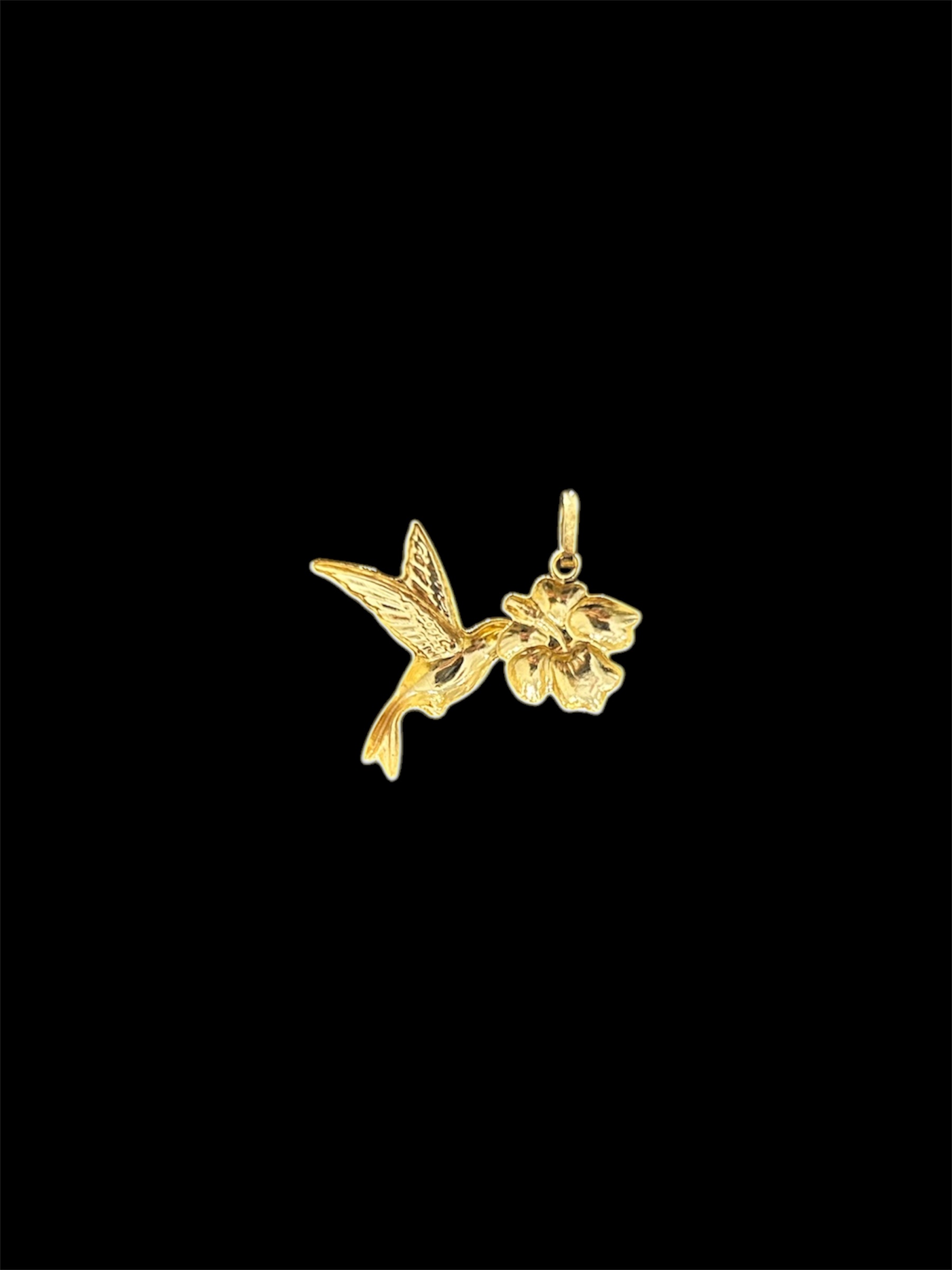 Pendentif colibri hibiscus