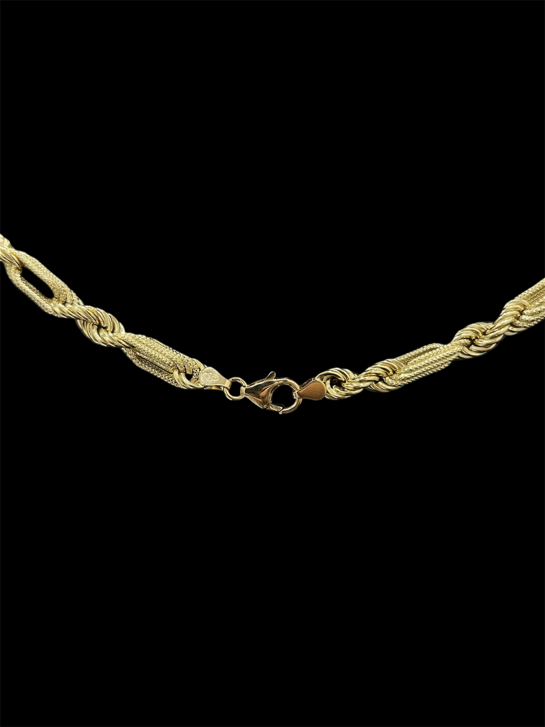 fermoir chaine corde alternée 7mm 70cm