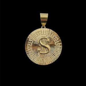 pendentif plaque ronde dollars.