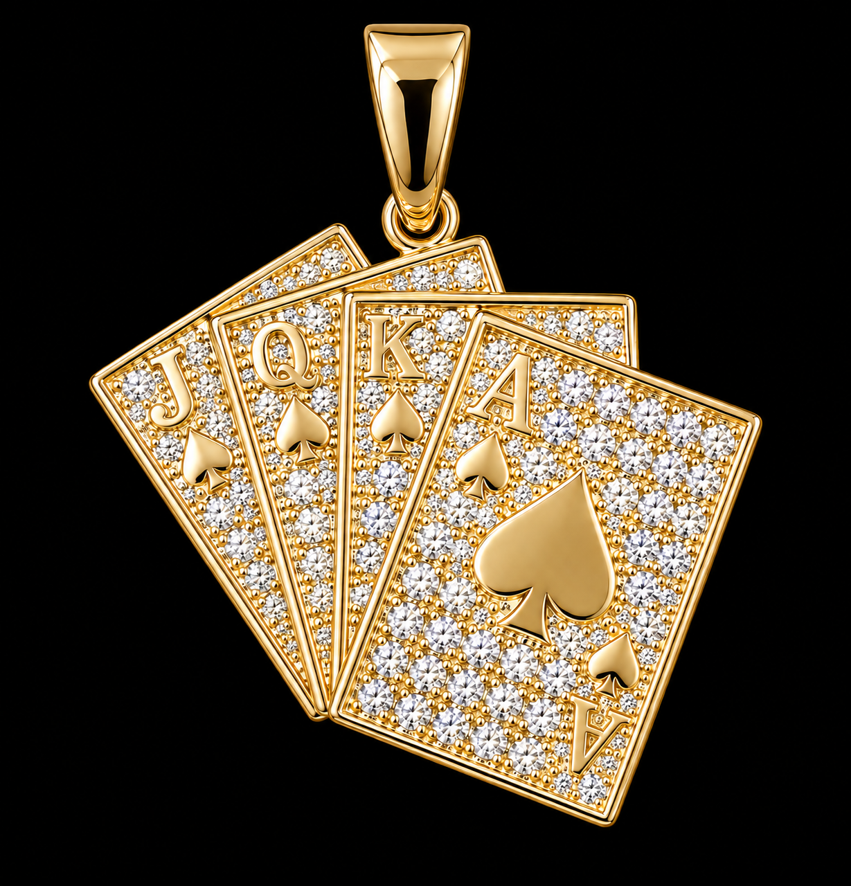 Pendentif cartes royales en or et diamants